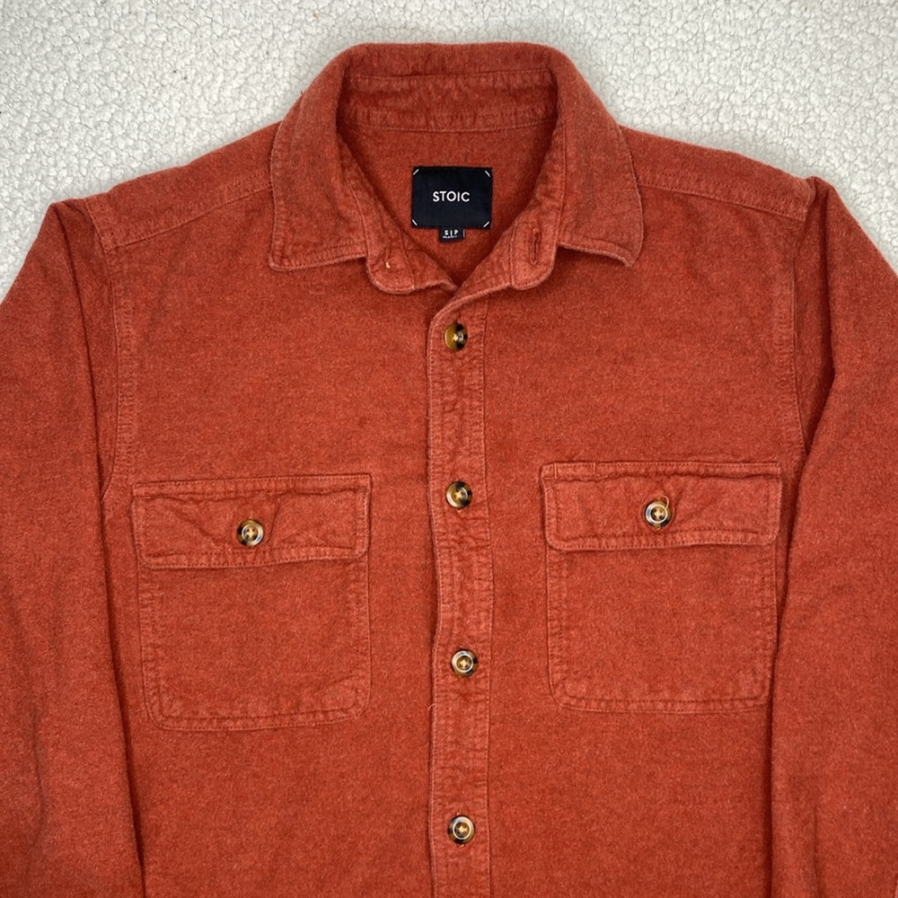 Stoic Orange Chamois Button Down Shirt: Size Small - Picture 3 of 11